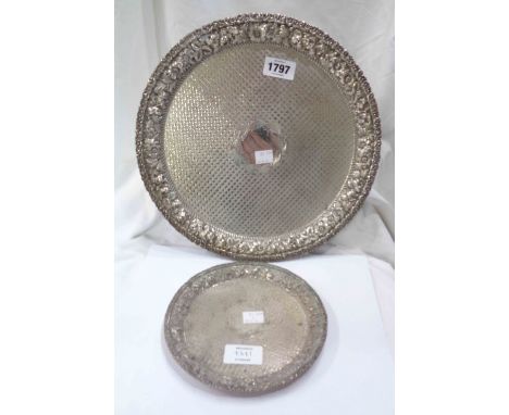 A 30.5cm diameter Galt &amp; Bro (American) marked Sterling, 925/1000, R&amp;S serving tray with ornate embossed floral and f