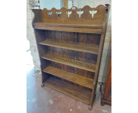 A 91cm vintage oak five shelf open bookcase