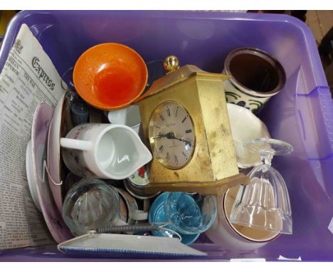 A crate containing a quantity of assorted ceramic, glass and other collectable items including Carltonware dish, Torquay pott