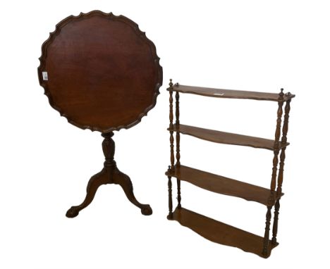 Georgian design mahogany tripod table, shaped pie-crust tilt-top over foliate carved vasiform pedestal with acanthus carved c