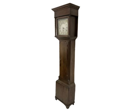 Edmund Sagar of Skipton - 18th century oak 30hr long case clock c 1790, with a flat top and double cornice, deep frieze and s