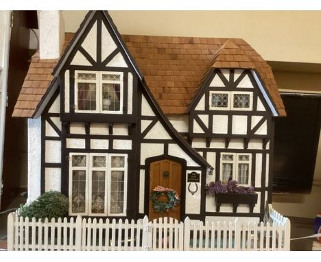 Vintage dolls house fully furnished &ldquo; The Old Cottage &rdquo; -a wonderfully built house on a unique &nbsp;wooden base 