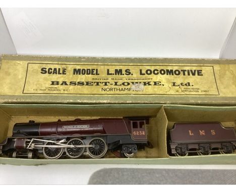 Antique Bassett Lowke Ltd O gauge boxed Loco and tender 1940s scale model of Duchess of Montrose 6232 and accompanying coal t