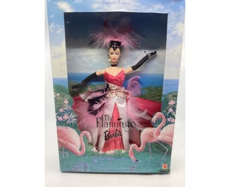 Mattel Barbie doll 1998 Birds of Beauty collection ; The Flamingo Barbie doll in silk and feathered collection in rose pink w
