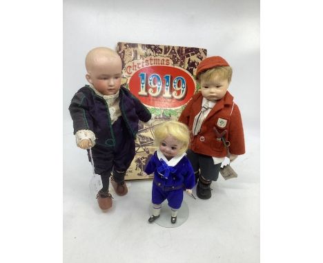 Antique and vintage dolls to include and Walther and Sohn googly eye small 7&rdquo; bisque head doll with open close eyes and