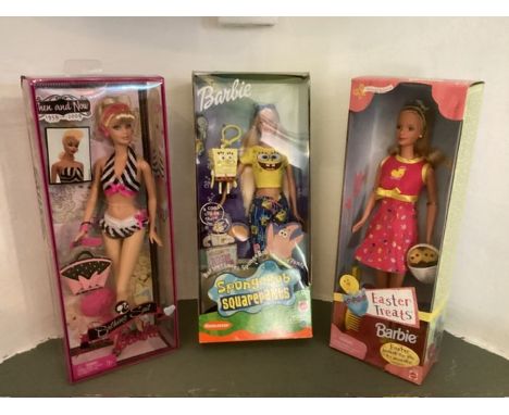 Mattel Vintage Barbie dolls( inc a sample marked box) x 3 2008 Then and now celebratory Barbie doll. 2002 Barbie doll loves S