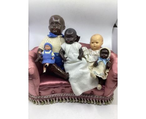 Antique very good Celluloid Germany and french dolls collection to include a Black German celluloid Schildkrot turtle mark wi