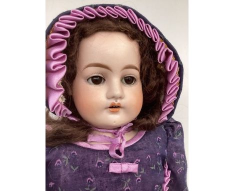 Antique bisque Head 22&rdquo; Heinrich Handwerck shoulder head doll with brown &nbsp;eyes, open closed mouth with row of teet