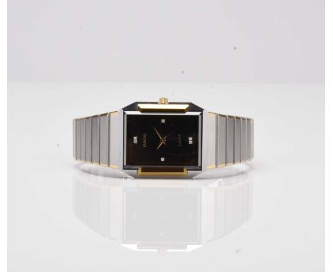 Rado: A gentleman's bi-colour bracelet watchModel: JubiléDate: Circa 2010Movement: QuartzDial: Polished black, diamond set ho