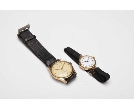 Two 9ct gold wristwatchesA Pillar gentleman's wristwatch, circa 1955, 15-jewel manual wind movement, polished tonneau case, 3