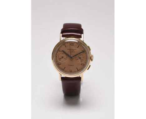 Chronographe Suisse: A gentleman's 18ct gold Ultimor chronograph wristwatchDate: Circa 1950Movement: 17-jewel manual windDial