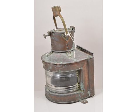 Brass mast head lamp, labelled Telford Grier and MacKay, Glasgow, 31cm.