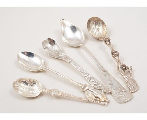 American sterling silver souvenir spoon, Salem, other American spoons and other silver and white metal spoons.