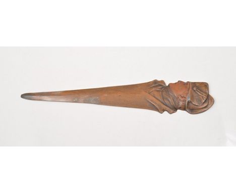 Cold painted bronzed letter knife, designed with a profile portrait of Napoleon, 24cm.