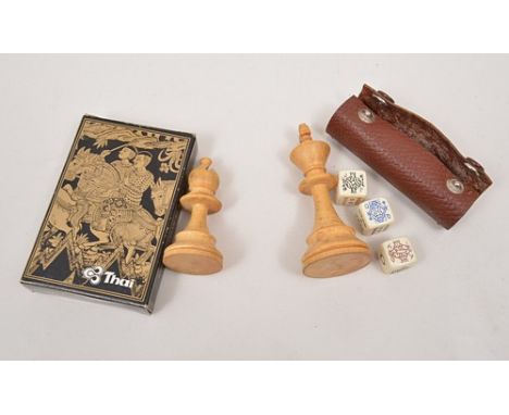Set of Double Diamond dominoes, sets of playing cards, wooden Staunton pattern chess set etc.