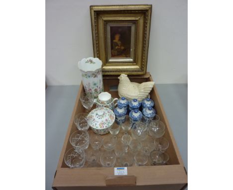 Set of six Spode 'Italian' spice jars, Minton 'Haddon Hall' milk jug, sugar pot and one other item, Aynsley 'Wild Tudor' vase