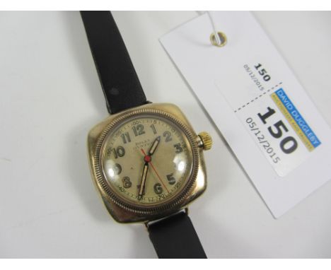 Rolex Oyster gentleman's 9ct gold cushion wristwatch circa 1930 with rare centre seconds, wire lugs, presentation inscription