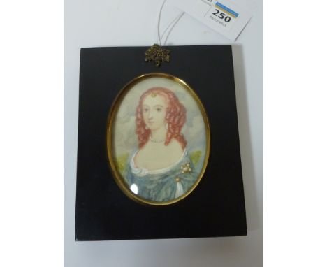 Portrait miniature signed Adams in reproduction acorn frame