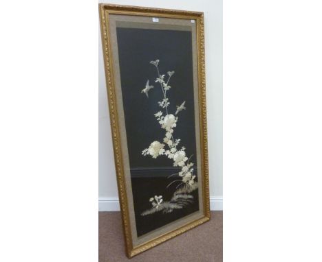 Japanese Meiji period embroidered panel 151cm x 68cm
