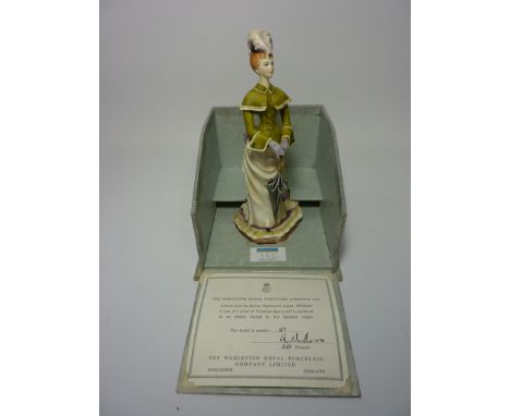 Limited edition Royal Worcester figure 'Melanie' from the Victorian Series modelled by Ruth Esther van Ruyckevelt, no. 87/ 50
