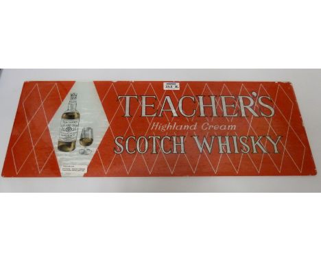 Advertising - 'Teacher's Highland Cream Scotch Whisky' glass sign 24.5cm x 65cm 