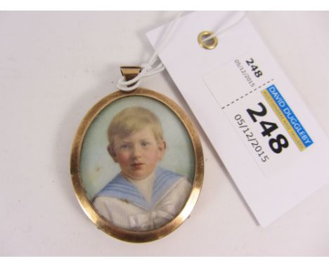 Edwardian portrait miniature on ivory in hallmarked 9ct rose gold frame