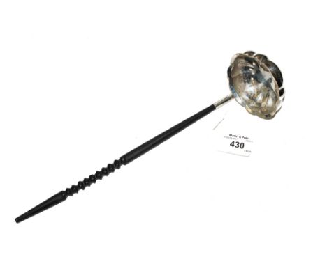 A silver punch ladle with wooden twist handle, Birmingham 1962