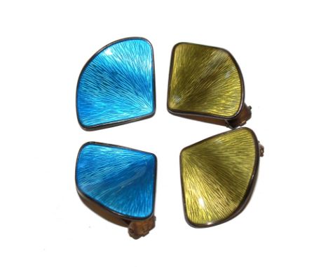 Two pairs of Norwegian silver enamel earrings