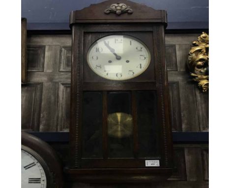 MAHOGANY CASED WALL CLOCK together with a mahogany mantel clock
