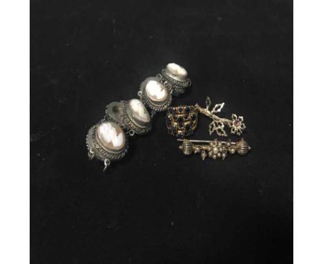 DANISH SILVER AND ENAMEL BROOCH and a group of bijouterie