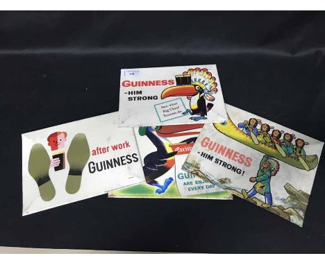 FOUR ORIGINAL TIN VINTAGE GUINNESS ADVERTISING SIGNS