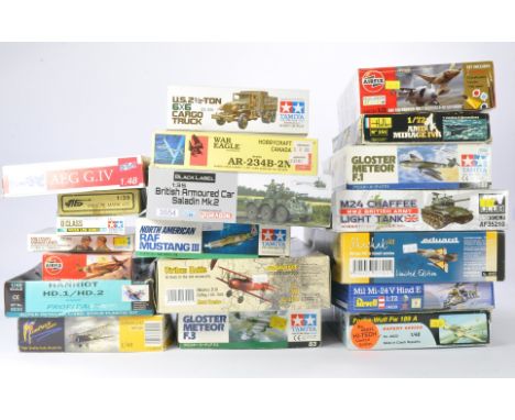 A group of 20 Plastic Model Kits comprising Tamiya Gloster Meteor F.3, Airfix Dog Fight Doubles, Heller AMD Mirage IV A, Tami