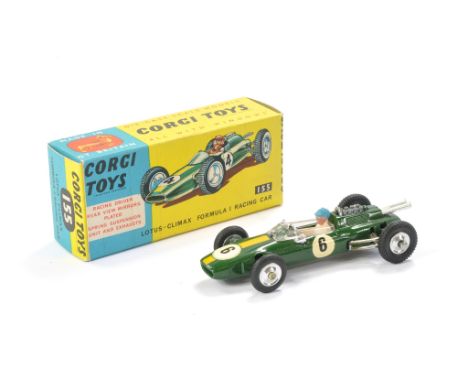 Corgi No. 155 Lotus Climax Formula One Racing Car. Green, racing no. 6. Generally excellent with very little sign of wear in 