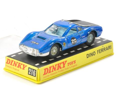 Dinky No. 216 Ferrari Dino. Metallic blue with light blue interior. Excellent with little sign of wear. In very good box, som