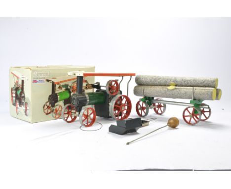Mamod SE1 Steam Engine in well used condition plus log trailer. With original box (for engine). 