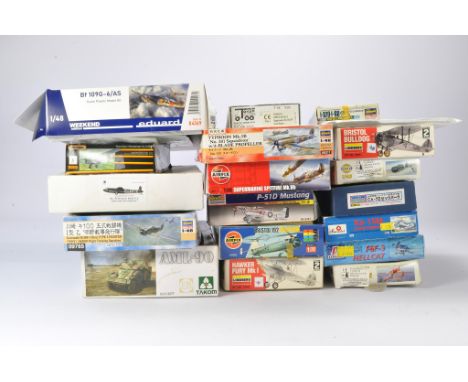 A group of 20 Plastic Model Kits comprising, Amodel Ka-15M ambulance, Matchbox Noordyn Norseman IV/C-64A, Italeri F6F-3 Hellc