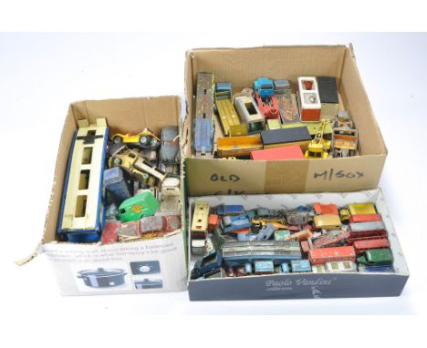 A group of very playworn Dinky, Matchbox, Corgi vintage toys as shown. 