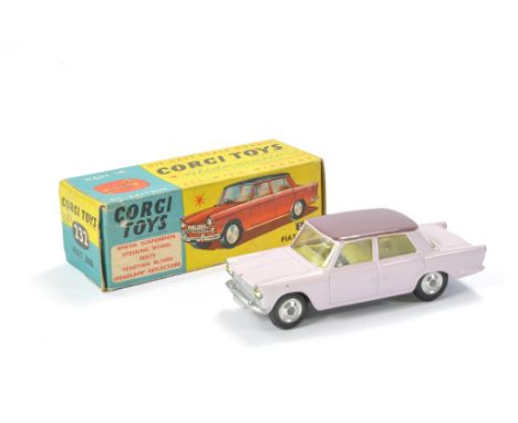 Corgi No. 232 Fiat 2100. Pink with mauve roof. Lemon interior. Generally excellent, the odd speck and minor mark in good box,