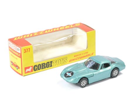 Corgi No. 377 Marcos 3 Litre. Metallic pale blue. Excellent with very little sign of wear. In excellent box. 