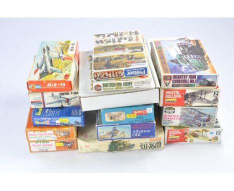 A collection of Plastic Model Kits comprising Monogram Curtiss P-36A, Pyro Bristol Bulldog, Pyro Fairey Flycatcher, Revell Ha