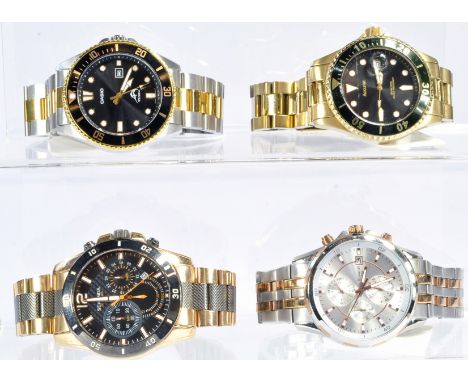 Four Gentleman's stainless steel, bracelet Wrist Watches to include Casio MDV106 Duro black dial two tone, Accurist MB653B bl
