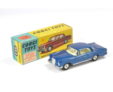 Corgi No. 253 Mercedes Benz 220SE Coupe. Blue with white interior. Excellent with little sign of wear. In good to very good b