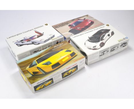 A group of 1/24 scale Model Cars and Racing Kits comprising Aoshima Lamborghini Aventador Pirelli Edition, Fujimi Lamborghini