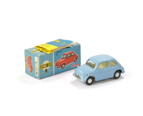 Triang Spot-On No. 185 Fiat 500. Light blue with cream interior. Generally excellent with very little sign of wear. In good t