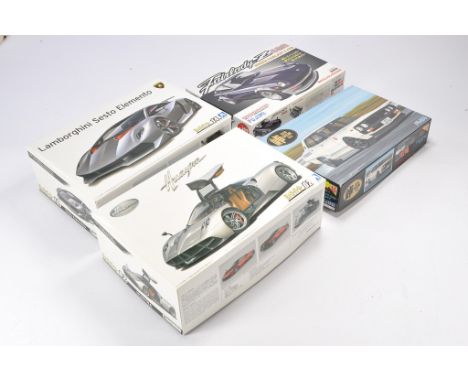 A group of 1/24 scale Model Cars and Racing Kits comprising Aoshima 10 Lamborghini Sesto Elemento, Aoshima  12 Pagani Huayra,