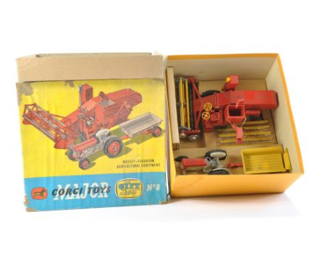 Corgi No. GS8 Massey Ferguson Equipment set comprising Massey Ferguson 780 Combine, MF 65 Tractor and Tipper Trailer. Good, h