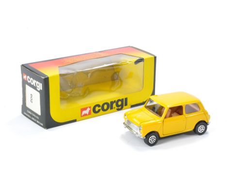Corgi No. 602 British Leyland Mini. Yellow with light brown interior. Excellent with little or no sign of wear in very good t