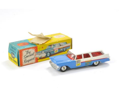 Corgi No. 443 Plymouth US Mail. Two tone blue and white, with red flash. Red interior. Generally very good to excellent with 
