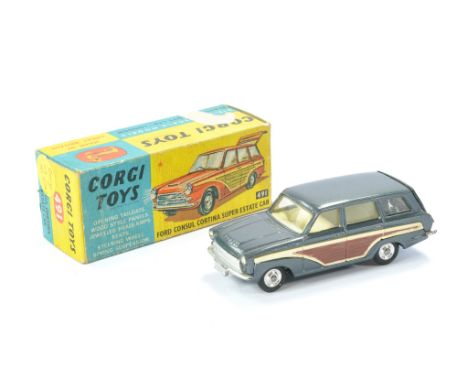 Corgi No. 491 Ford Consul Cortina Super Estate Car. Graphite with off white interior. Generally excellent with very little si