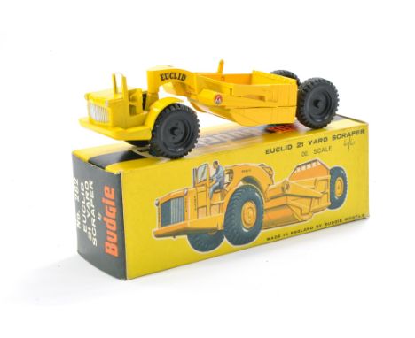 Budgie No. 83 Euclid 21 Yard Scraper. Yellow with black plastic hubs. Excellent with very little sign of wear in very good to